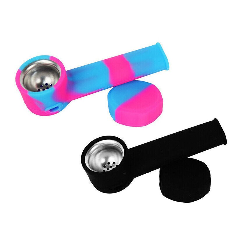 2PCS Silicone Handheld Pipe – 4inch, Portable with Protective Cap, Random Colors