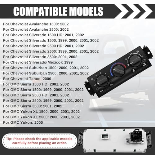 A/C Heater Climate Control Module Panel Switch for 1999-2002 Chevy 599-218