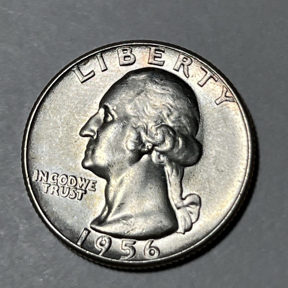 1956 Washington Silver Quarter Errors DDR Toning Uncirculated