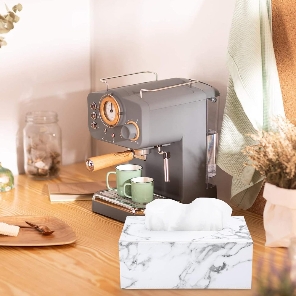 Rectangular Leather Tissue Box Cover - Stylish Tissue Box Holder with Magnetic B