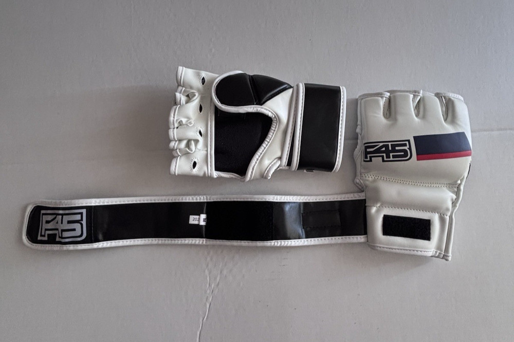 F45 MMA Grappling Gloves Size M Sparring Training Open Palm Hook & Loop