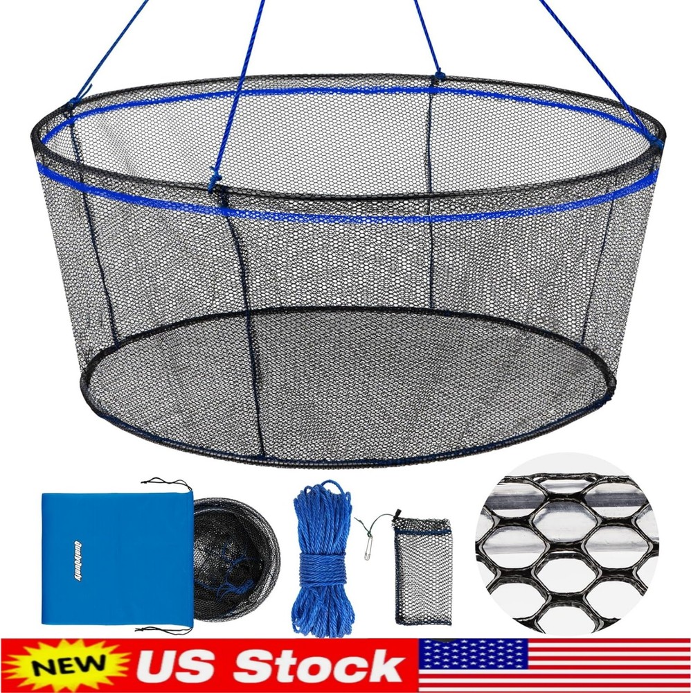 31"/40"Landing Fishing Pier Nets Drop Net for Pulling Up Fish Foldable Fish Net