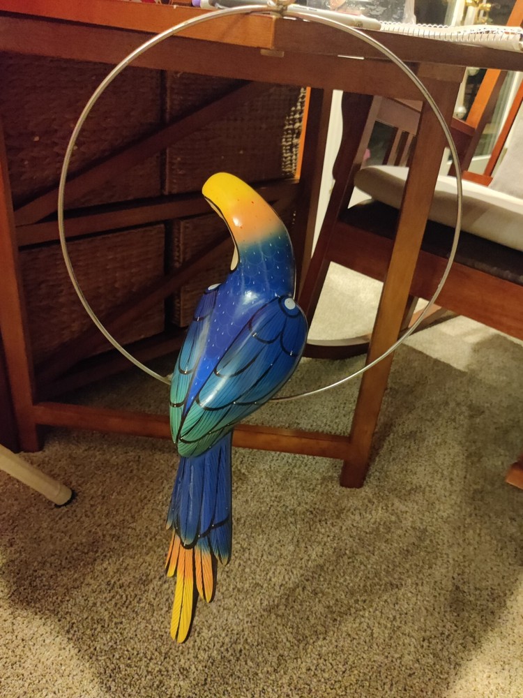 1 ea 14" and 2ea 10"caramic parrot sitting on a loop