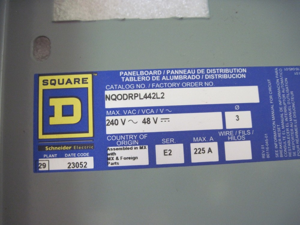 Square D NQODRPL442L2 Replacement Deadfront Kit, Missing Screws