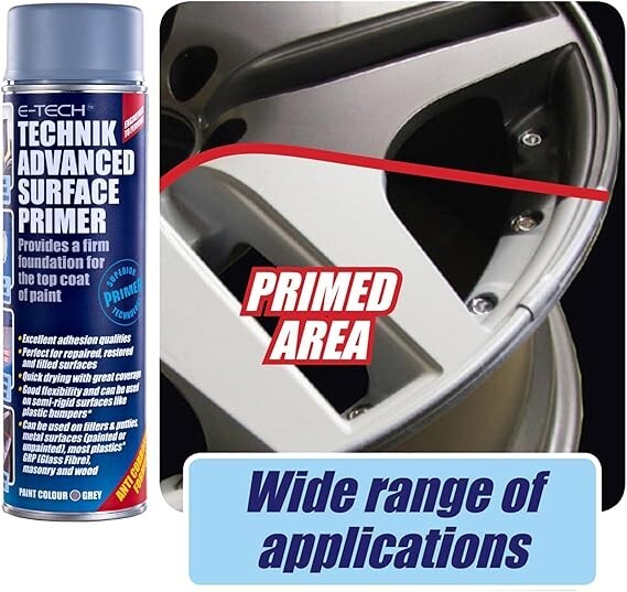 2x E-Tech Technik Advanced Repaired Surface Primer Spray Paint 500ml R00109 +CP