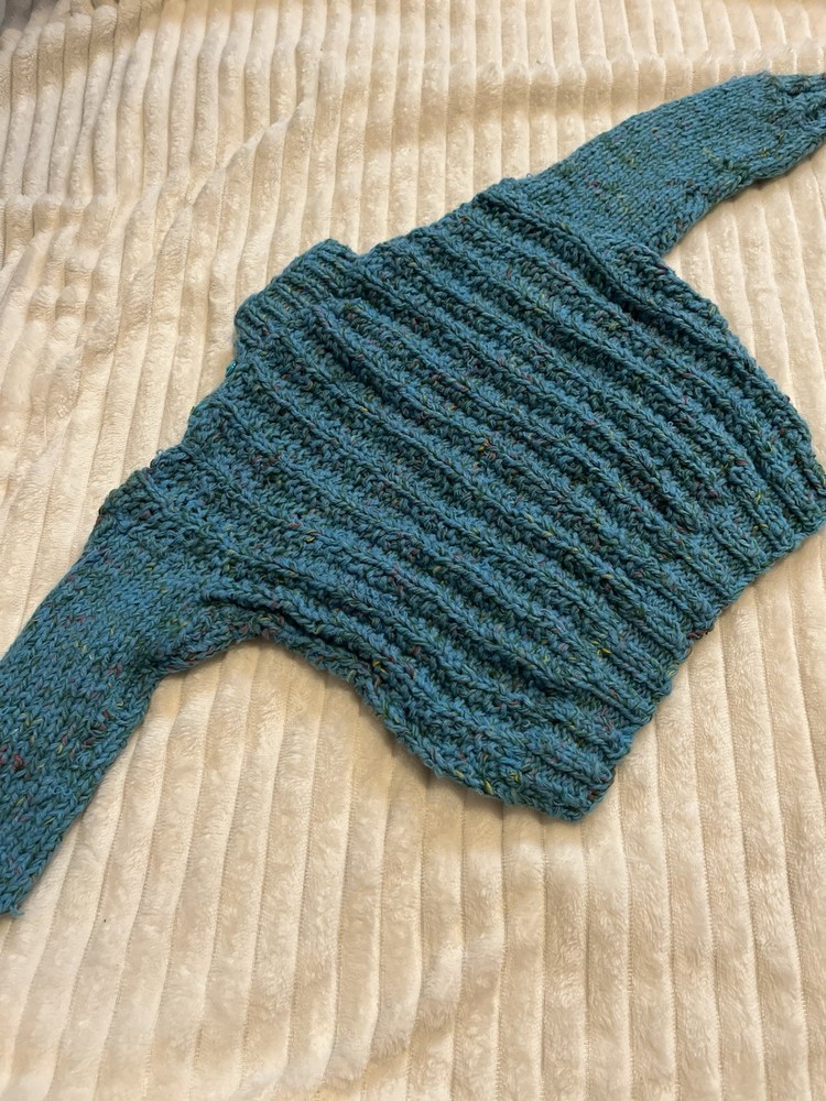 Cable Knit Turtleneck Sweater Teal Blue