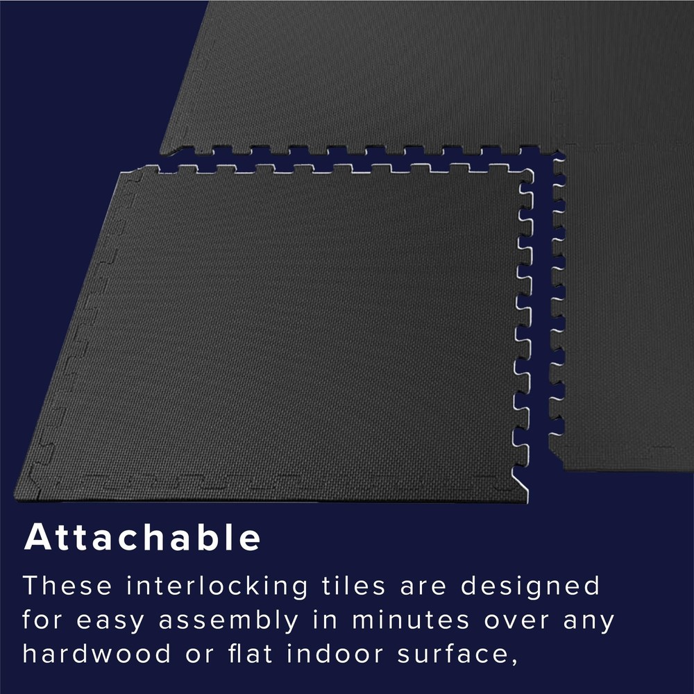 3/8 Inch Thick Multipurpose Exercise Floor Mat with EVA Foam, Interlocking Ti...