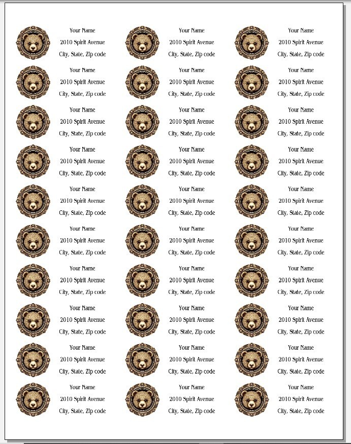 150 Teddy Bear Face Ornate Mailing Return Address Labels Personalized