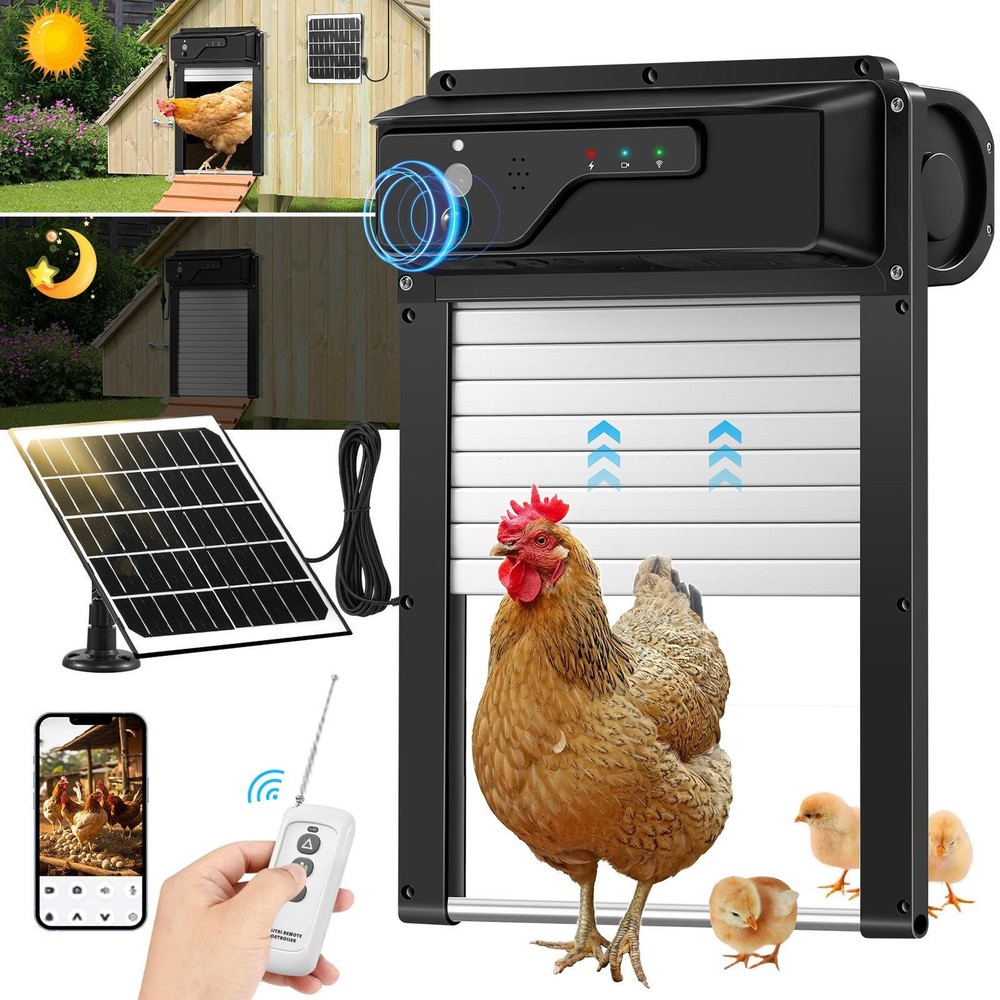 Solar Powered Automatic Chicken Coop Door with Timer/PIR Sensor Modes