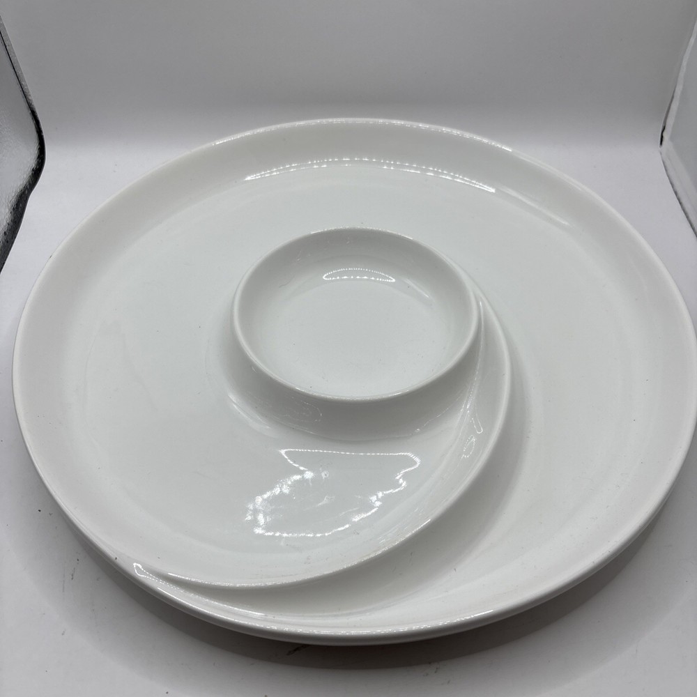 White Swirl Patern Appetizer Platter 12"