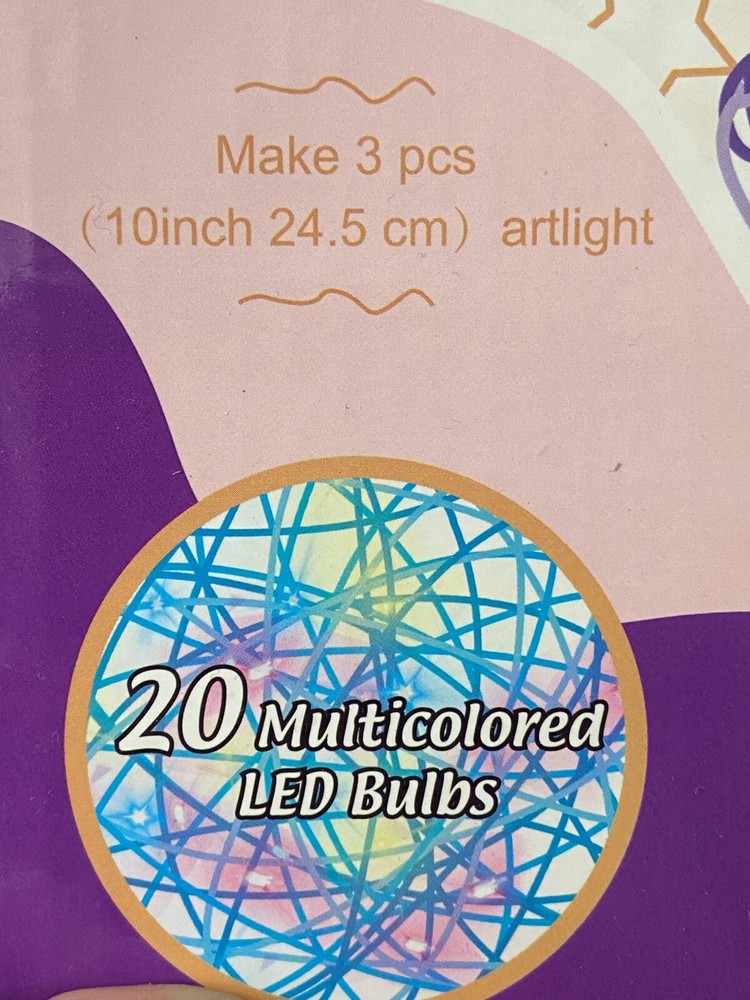 String Art Light Kit Makes 3 Different Pieces- 20 LED Bulbs- New nn1