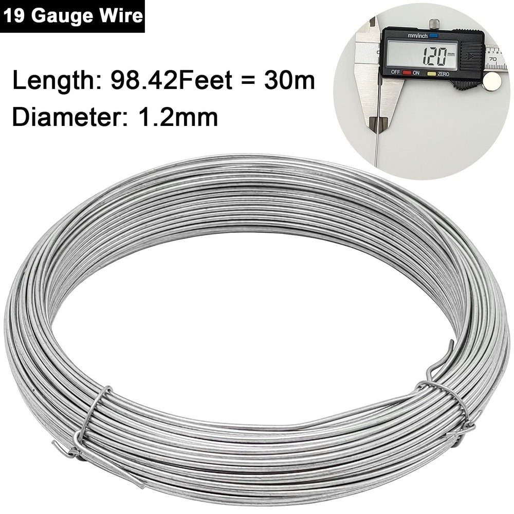 19 Gauge Galvanized Solid Wire,98ft Hobby Wire,Multi-Purpose...