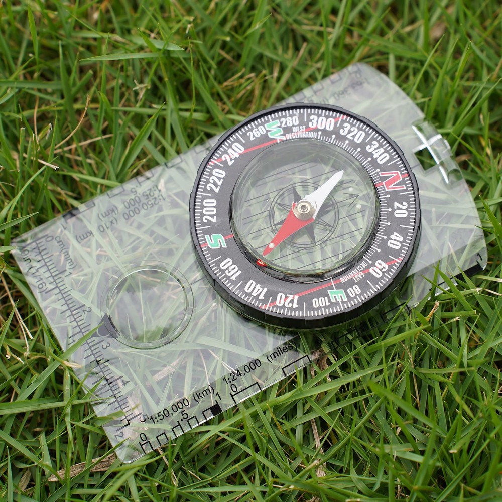 4 Pcs Outdoor Compass with Adjustable Declination,Magnifier,Ruler,Scale. Mult...