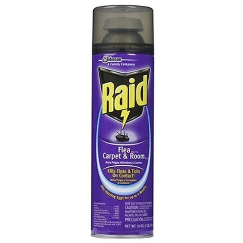 2 cans: Raid Flea Killer Carpet & Room Spray Kills Hatching Eggs 16 oz two cans