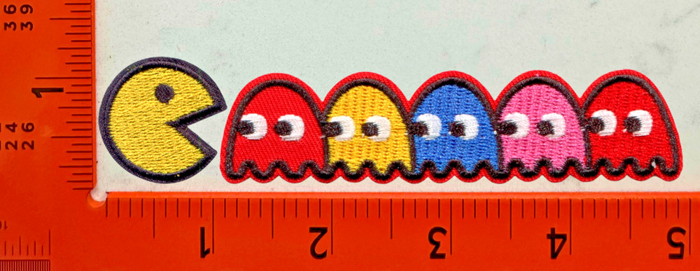 PacMan & Ghosts Patch Embroidered Iron-On Retro 80s Arcade Game Badge