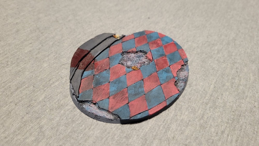 Custom 120mm Oval Base - Harlequin Pattern/Theme - Tabletop - Miniatures