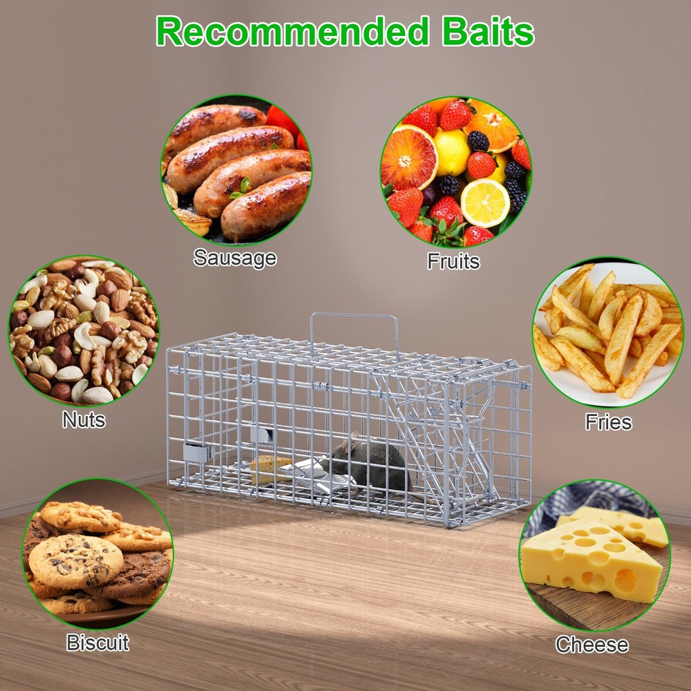 2pc Cage Galvanized Iron Mouse Control Bait Catch w/ L Shaped Rod For Kitchen