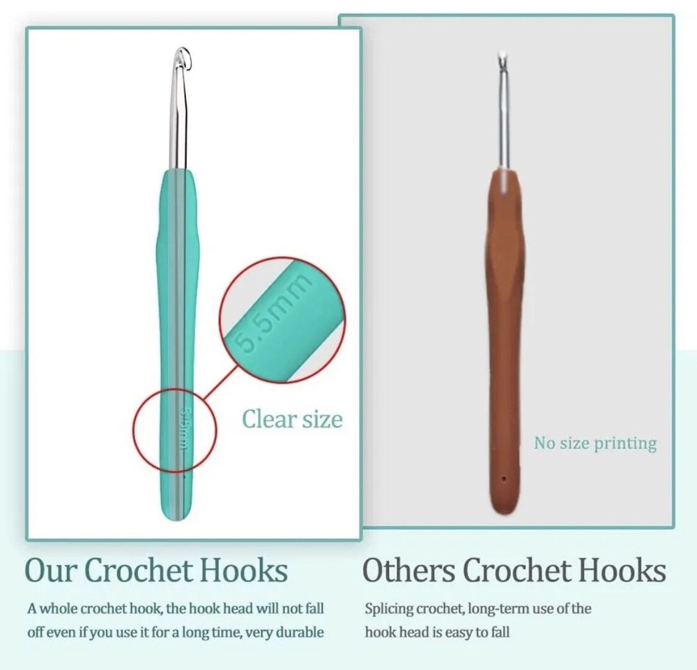 6.5mm Crochet Hook Needle Ergonomic Handle-Arthritic Hands Extra Long Beginners