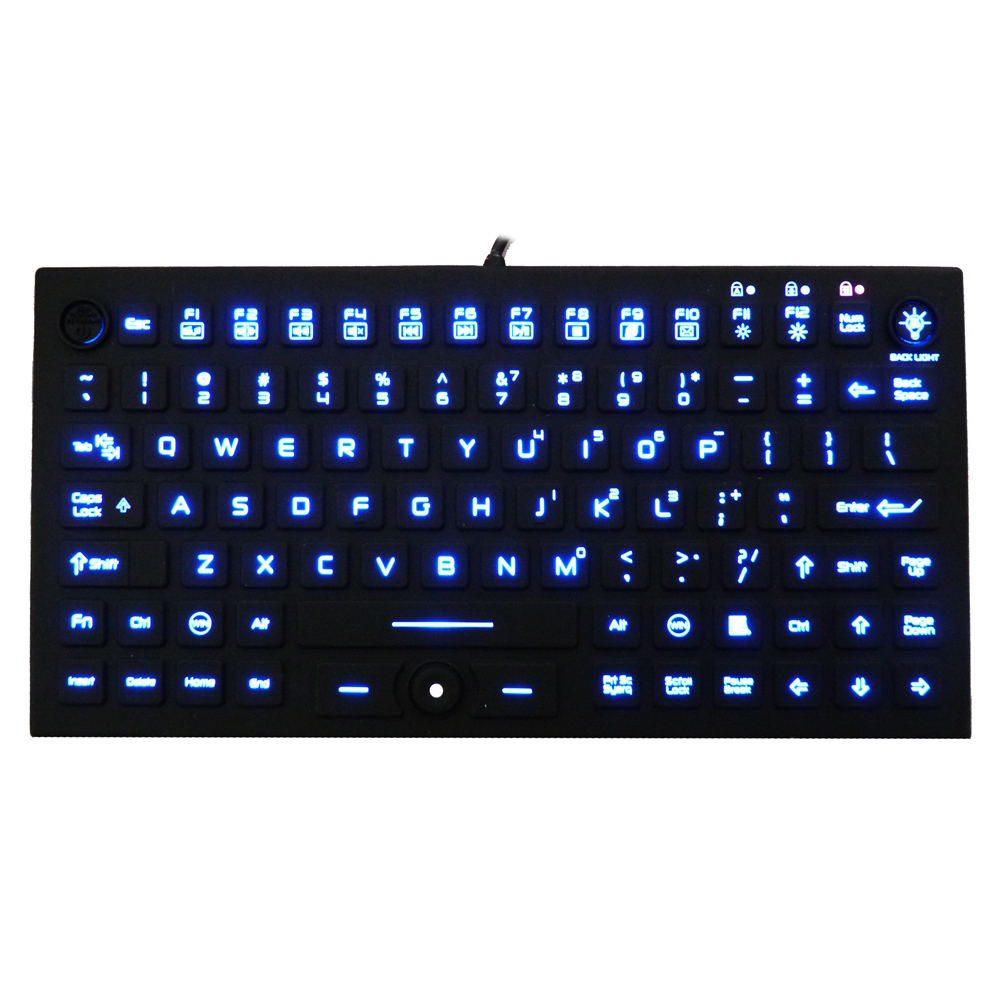 Waterproof Industrial Silicone Compact Keyboard with Mouse Pointer JH-IKB850BL