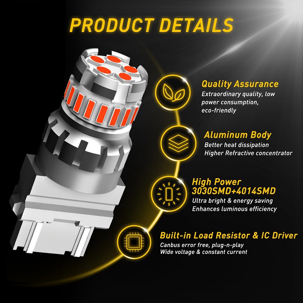 3157 CANBUS Red LED Brake Stop Signal Tail Light Bulbs For Ford F-150 F-250