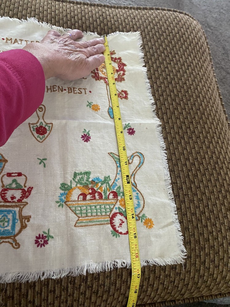 Embroidered Table Runner & Kitchen Wall Piece, Unfinished 2 Pc Linens Handmade