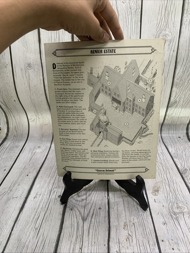 D&D Renier Estate Map/Guide 1990 TSR Campaign Setting Accessory ￼