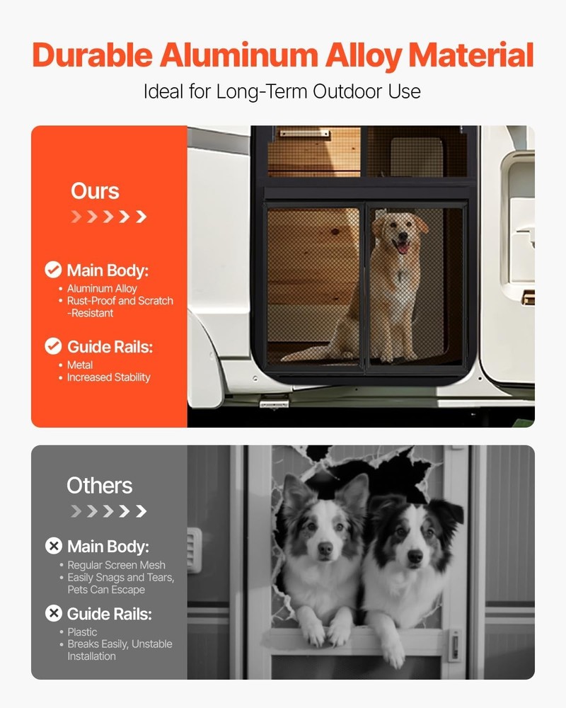 RV screen door protector, easy to install and remove, breathable protective mesh