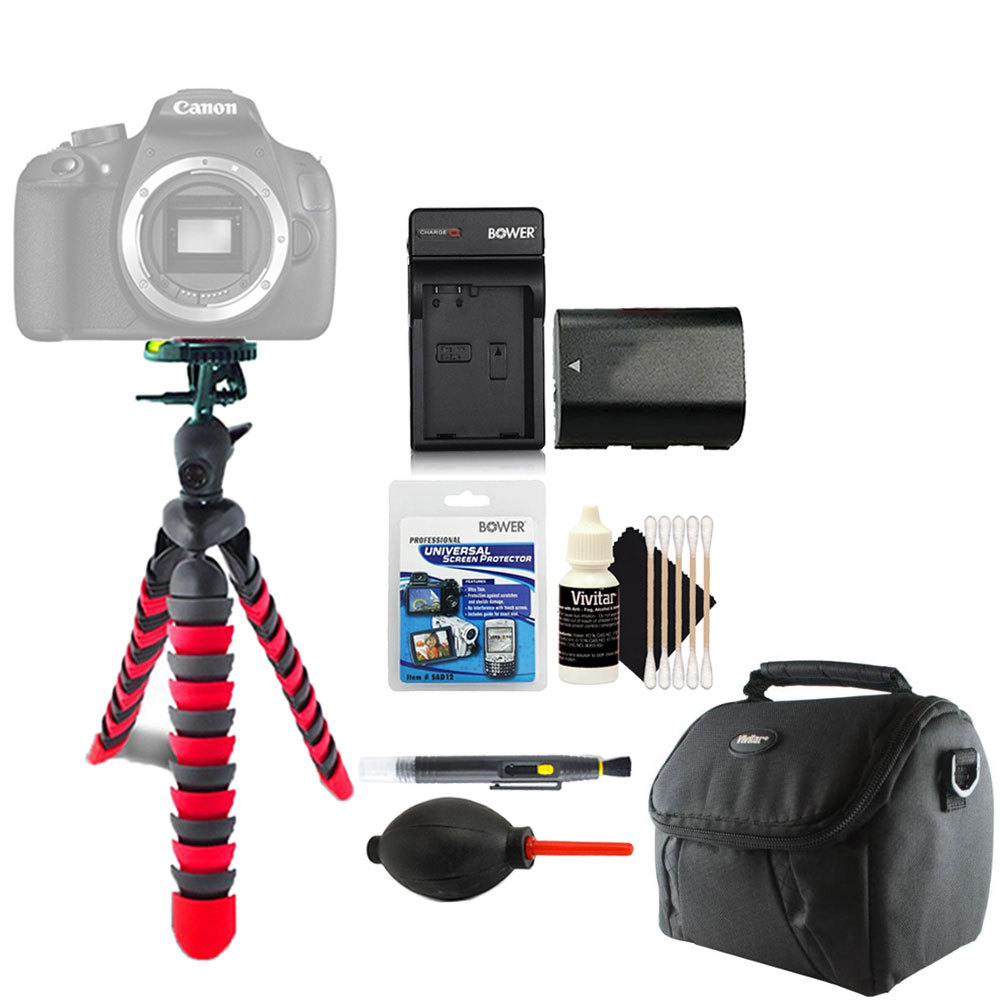 Flexible Tripod + Replacement LP-E6 Battery + Screen Protector + Cleaning Kit