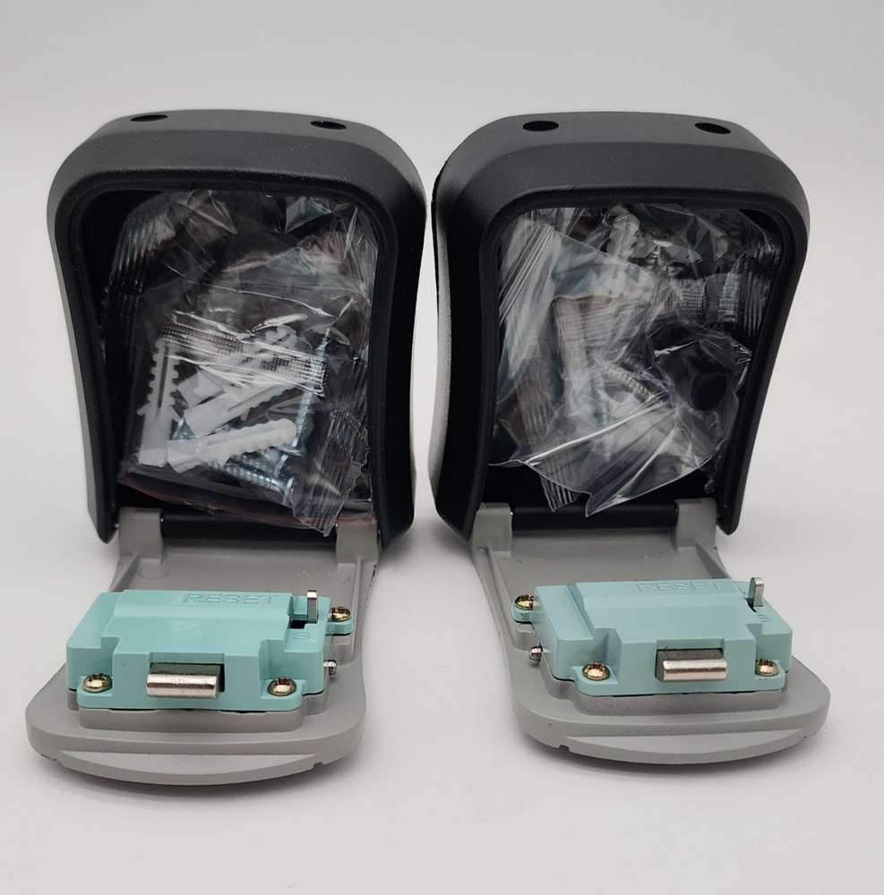 Key Lock Box Portable Combination Lockbox Wall-Mounted Storage Box (2 Pack Gray)
