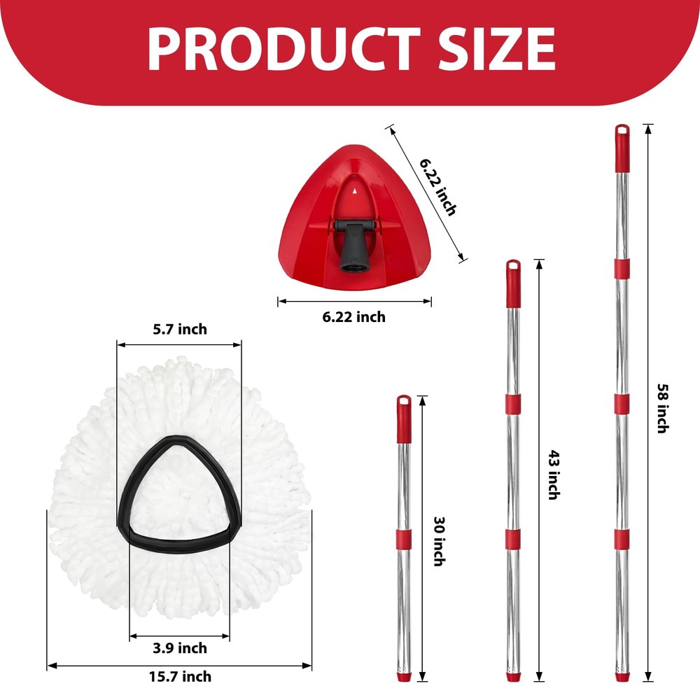 Spin Mop Replacement Set for O-Ceda EasyWring 1-Tank System, Includes 2 Mop H...