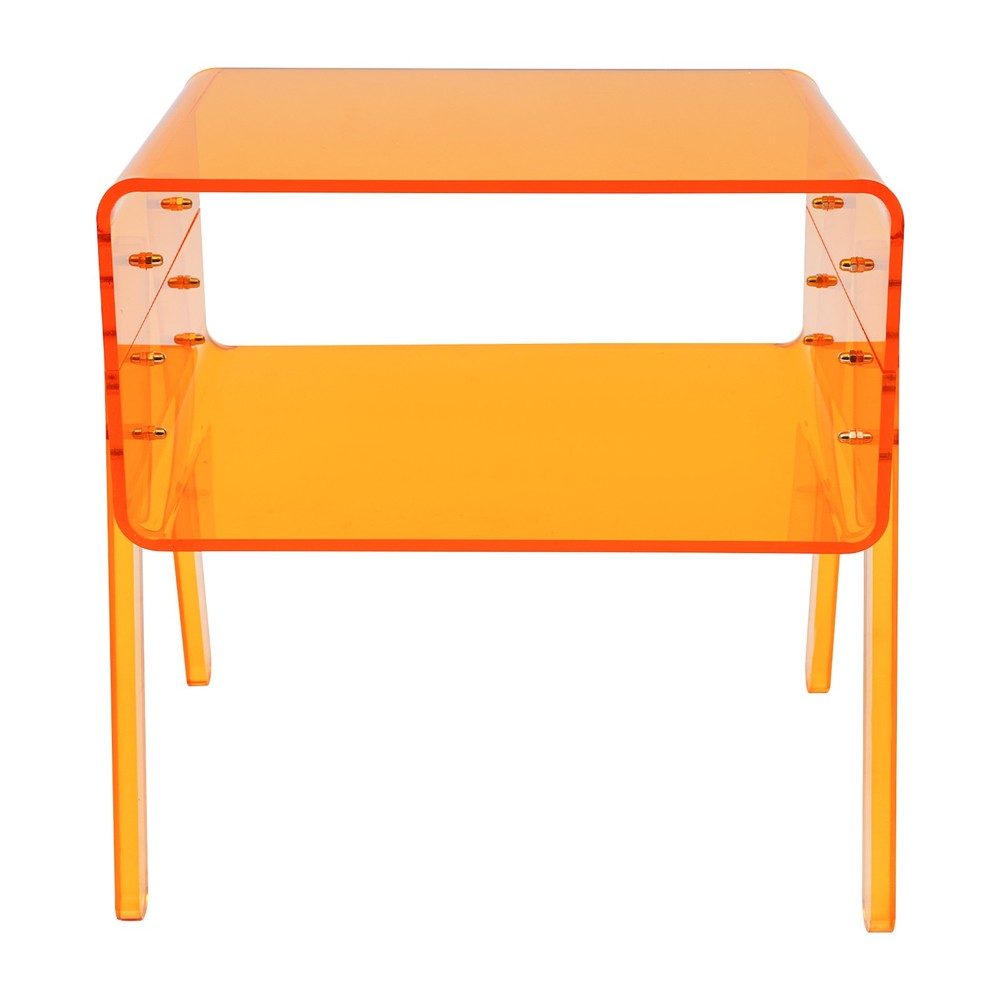 Orange Rectangular Side End Table/Night Stand Acrylic Side Table 40*30*43.2cm