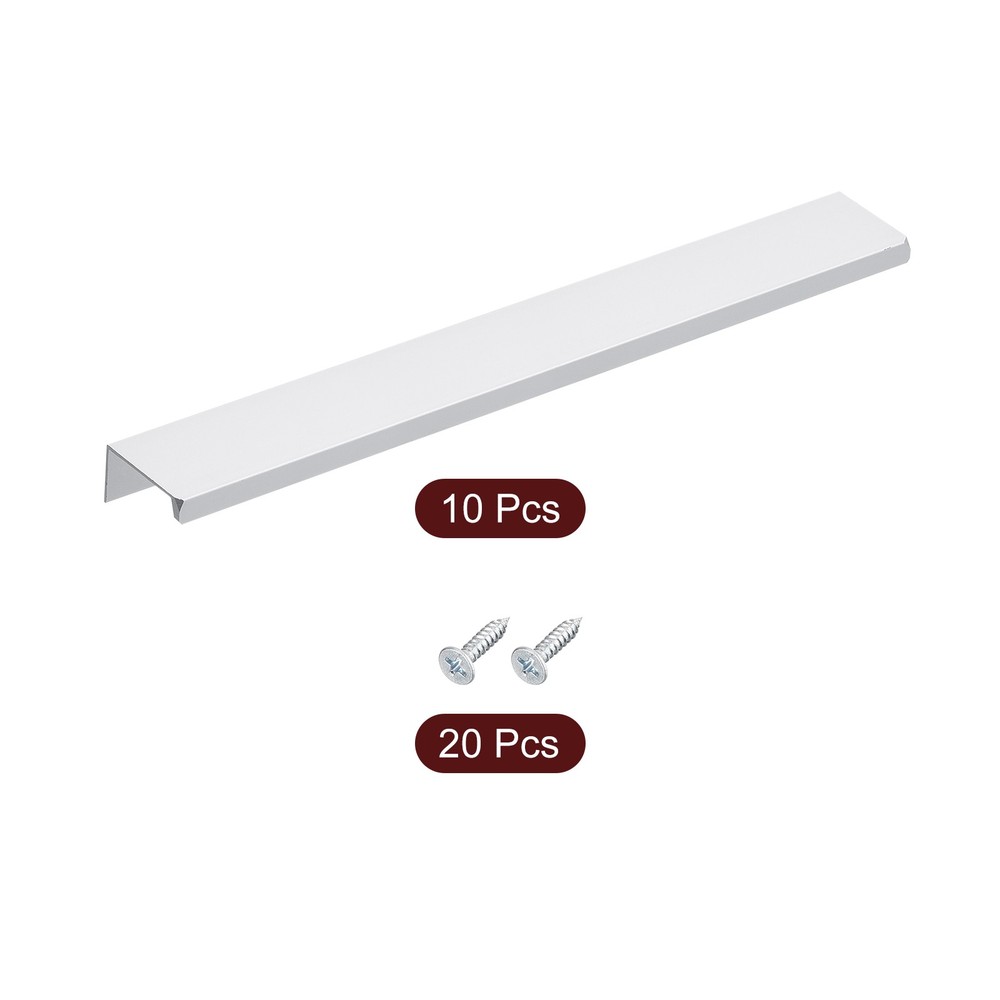 Cabinet Edge Finger Pull, 10pcs 250mm/9.84 Hidden Cabinet Pulls, Silver