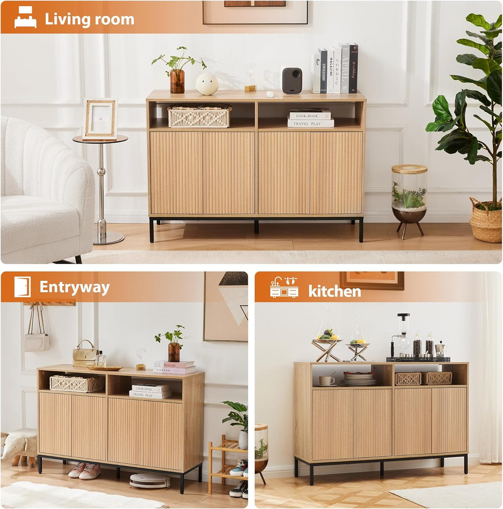 Farmhouse Buffet Sideboard Cabinet with Storage & Adjustable Shelves