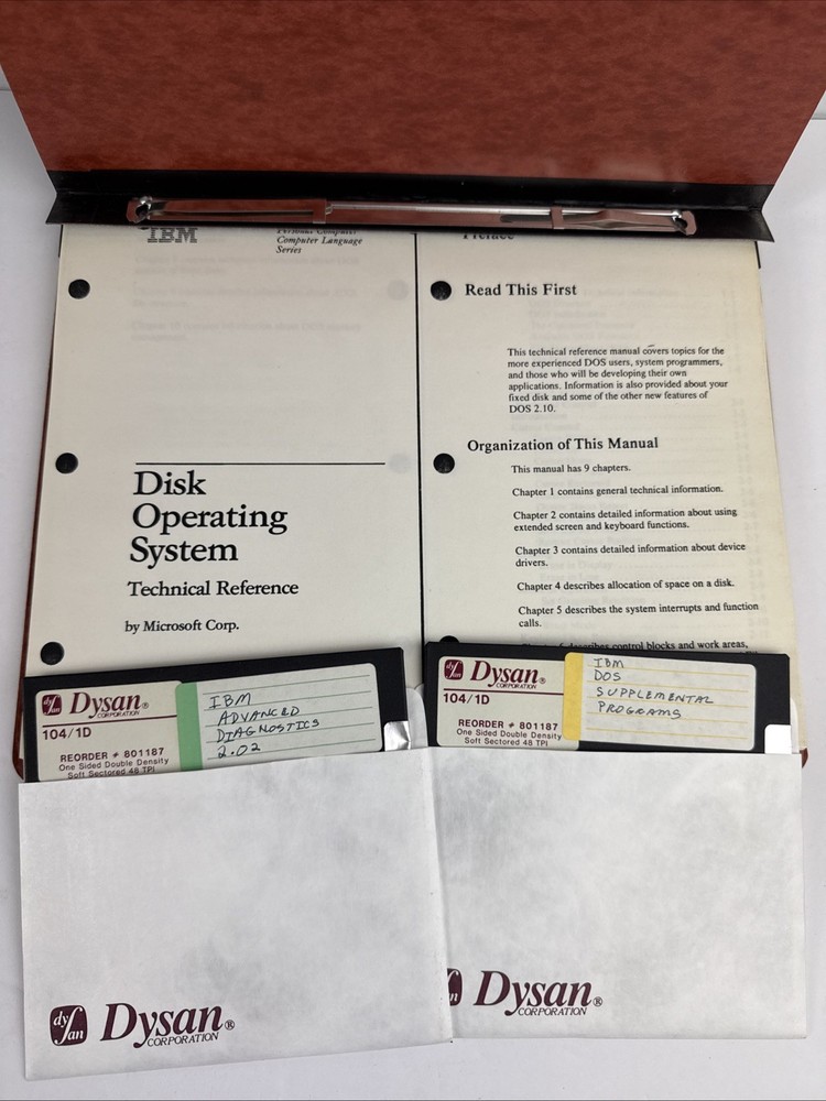 IBM DOS 2.10 Technical Reference Manual Binder Advanced Diagnostics Floppy Disks