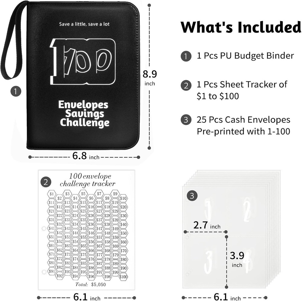 100 Envelope Challenge Binder 2025 Upgrade 100 Envelopes Money Saving Challen...