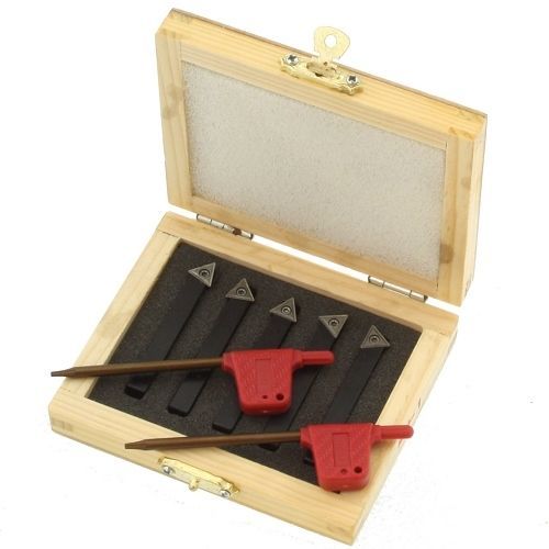 5 pc 3/8" Lathe Indexable Carbide Insert + Turning Tooling Bit Holder Set