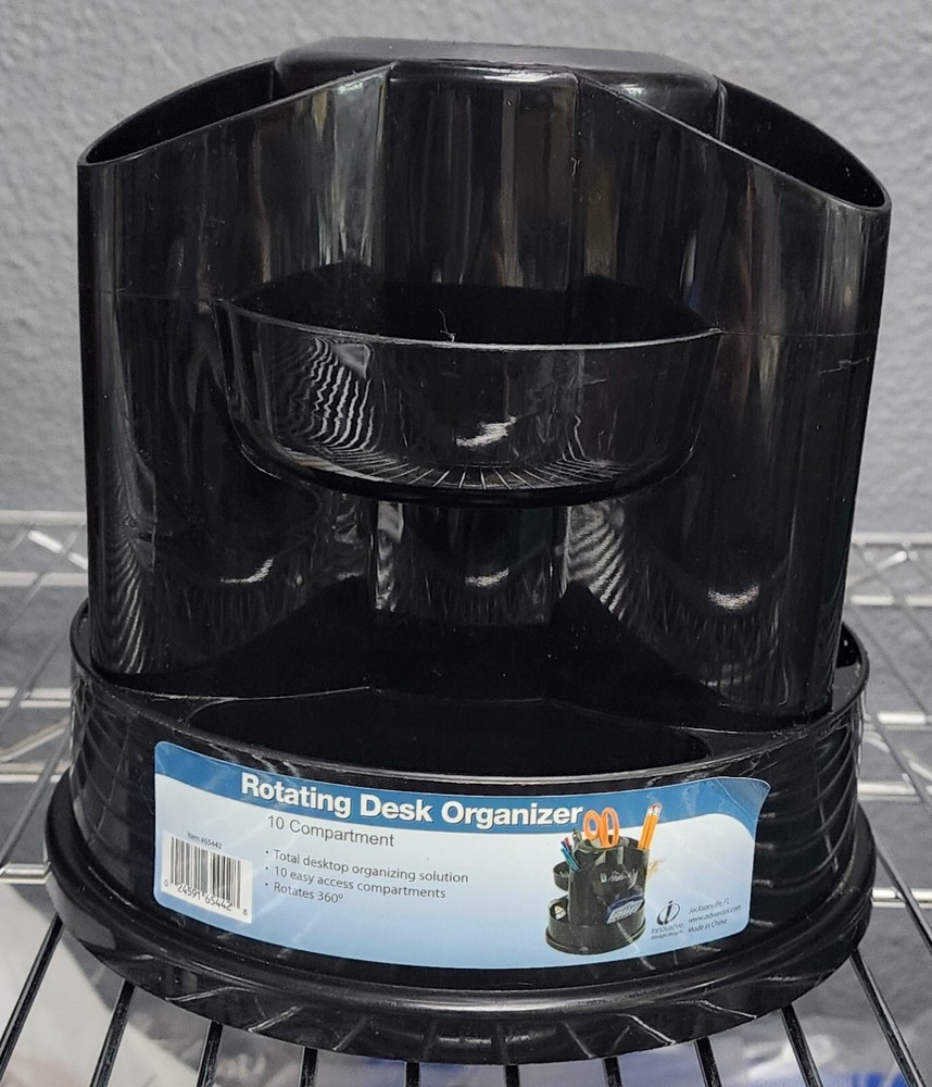 Quill Rotating Desktop Organizer, 10 Compartments, Black 1pc