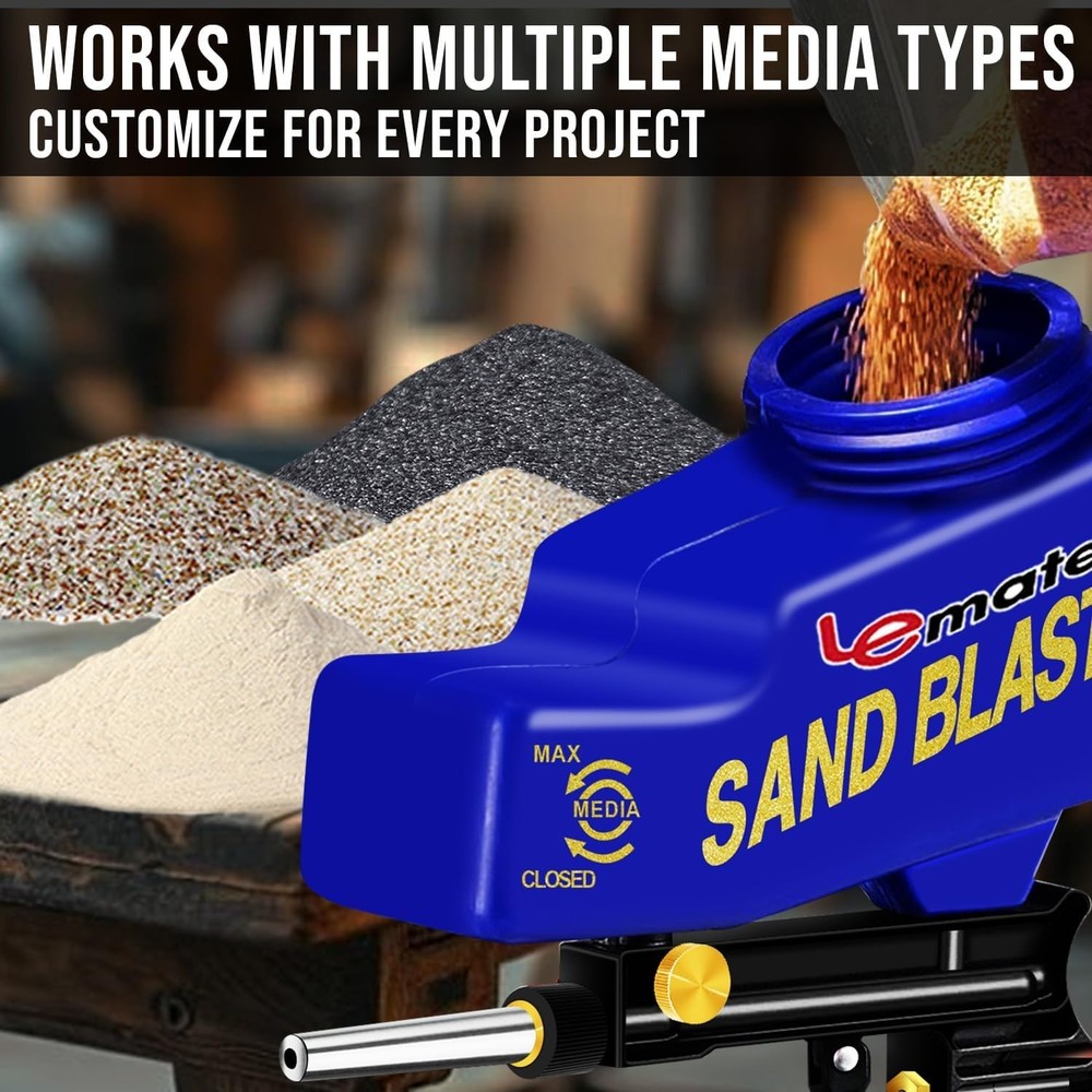 Gravity-Fed Sand Blaster with Adjustable Control - Ideal for Restorers & DIYers