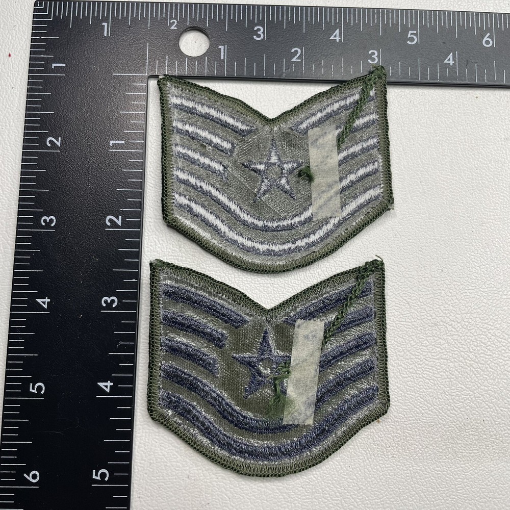 Small Sz Subdued 2 Patches E6 TECHNICAL SERGEANT US Air Force Rank Insignia S00A
