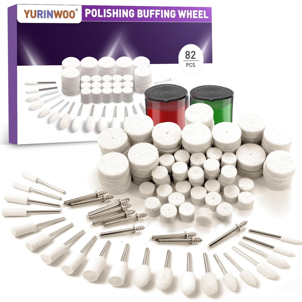 80Pcs Buffing Wheels Kit With 2Pcs Compound Compatible With Dremel Rotary Too...