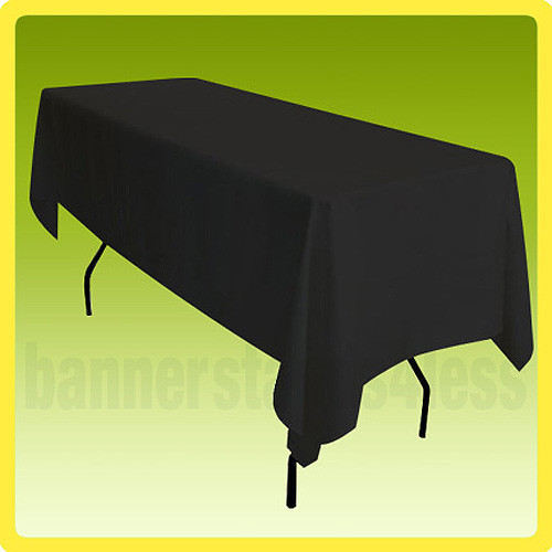 60x102 Tablecloth Table Cover Rectangle Wedding Banquet Event POLYESTER - BLACK