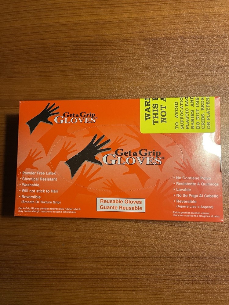 Get A Grip Reusable Black Latex Gloves Size Medium 15 Count