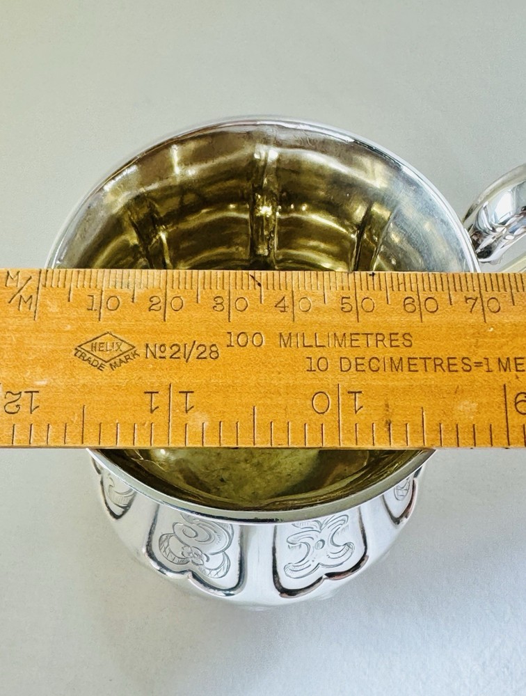 Antique Victorian Solid Sterling Silver Mug Scroll Handle Sheffield 1850