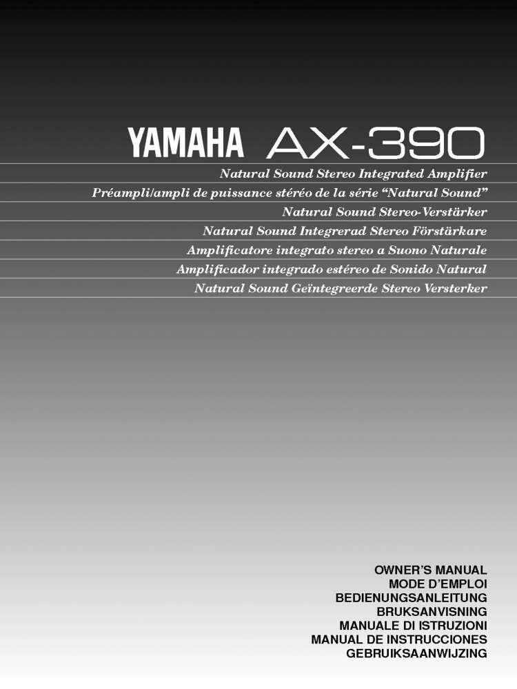 Yamaha AX-390 Amplifier Owners Manual