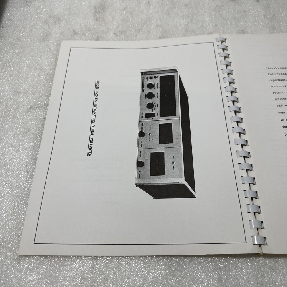 Data Technology DVX-315 Integrating Digital Voltmeter Technical Manual Apr 1966