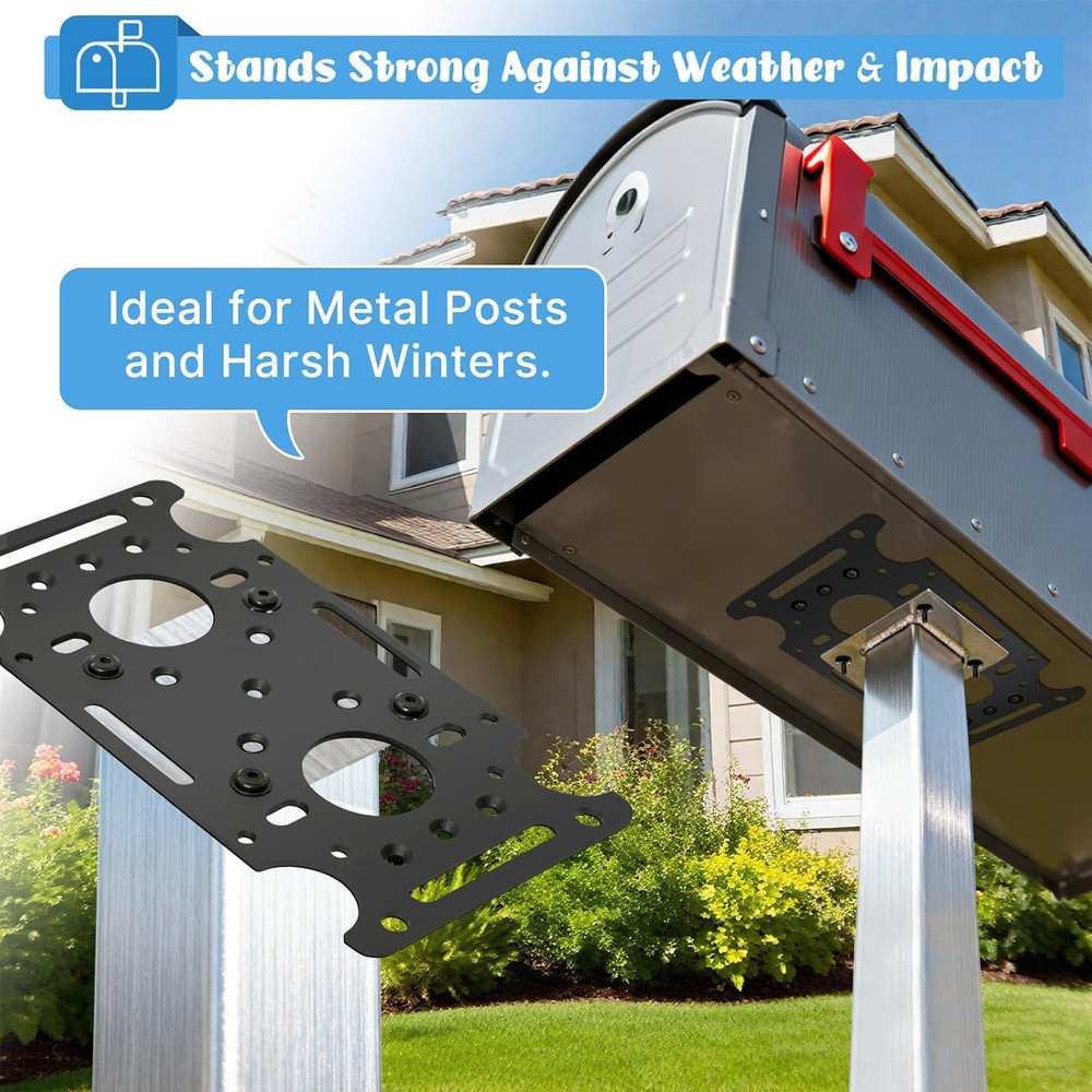 Mailbox Post Mount Bracket, Plate for Mounting Board Mailboxes & Accessories, Co
