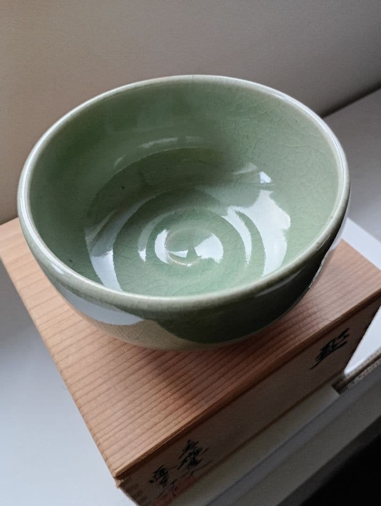 Tea Utensils Celadon pierced earthenware with box