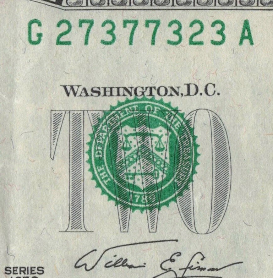 High Treasury Seal Error 1976 Third Print Shift Error Two$ Bill  Trinary Alterna
