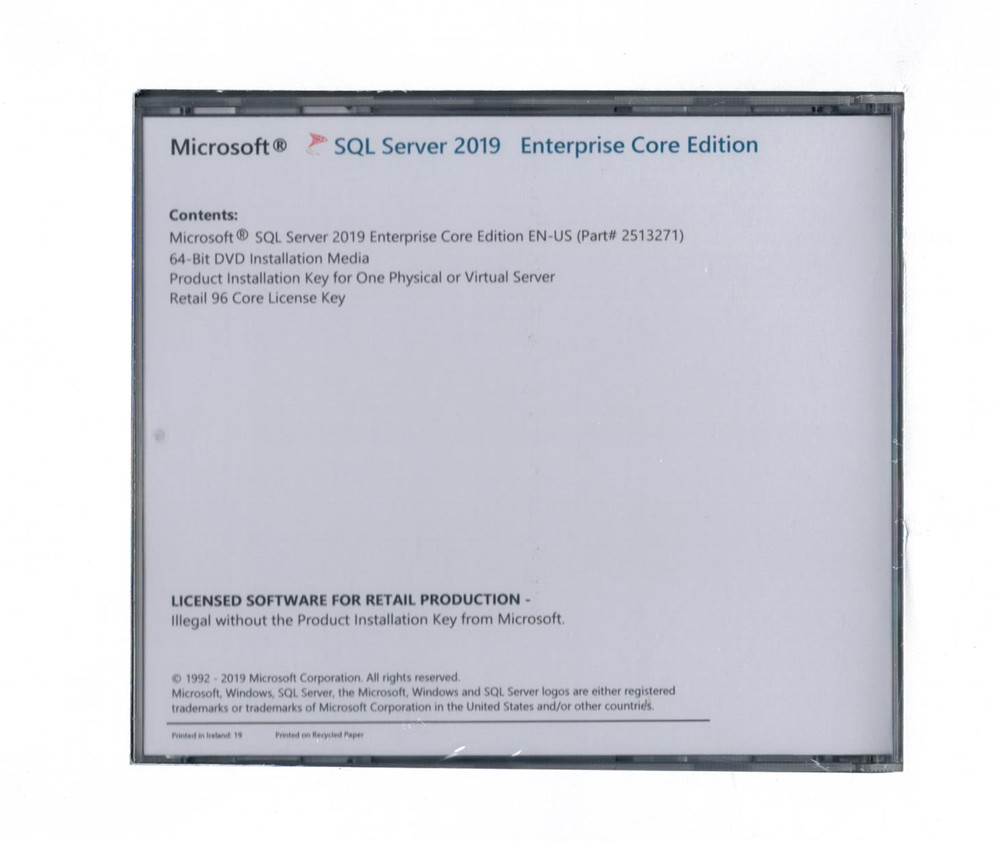 Microsoft SQL Server 2019 Enterprise with 96 Core License, unlimited User CALs