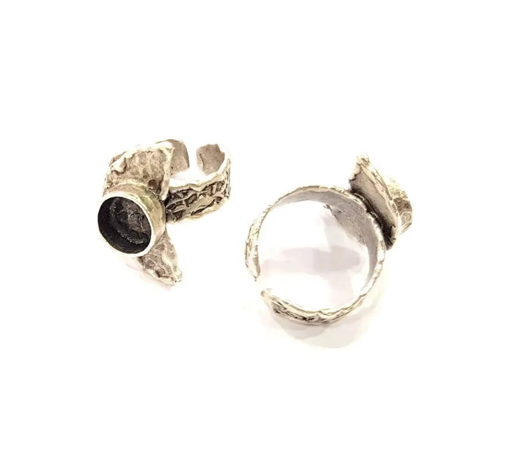 Silver Ring Setting Resin Blank Cabochon Base inlay Ring Mounting Adjustable